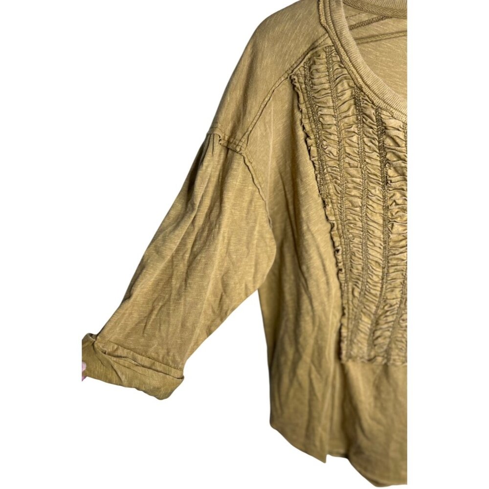 Free People We The Free Redone Tee In Adriatic Sea Mustard Womens 3/4 Sleeve S - Picture 9 of 13